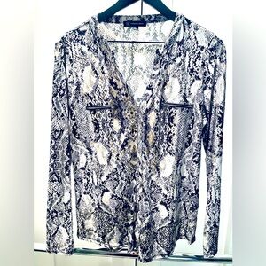 I.n.c. International Concepts Women's Print Zip-Pocket Top size Medium